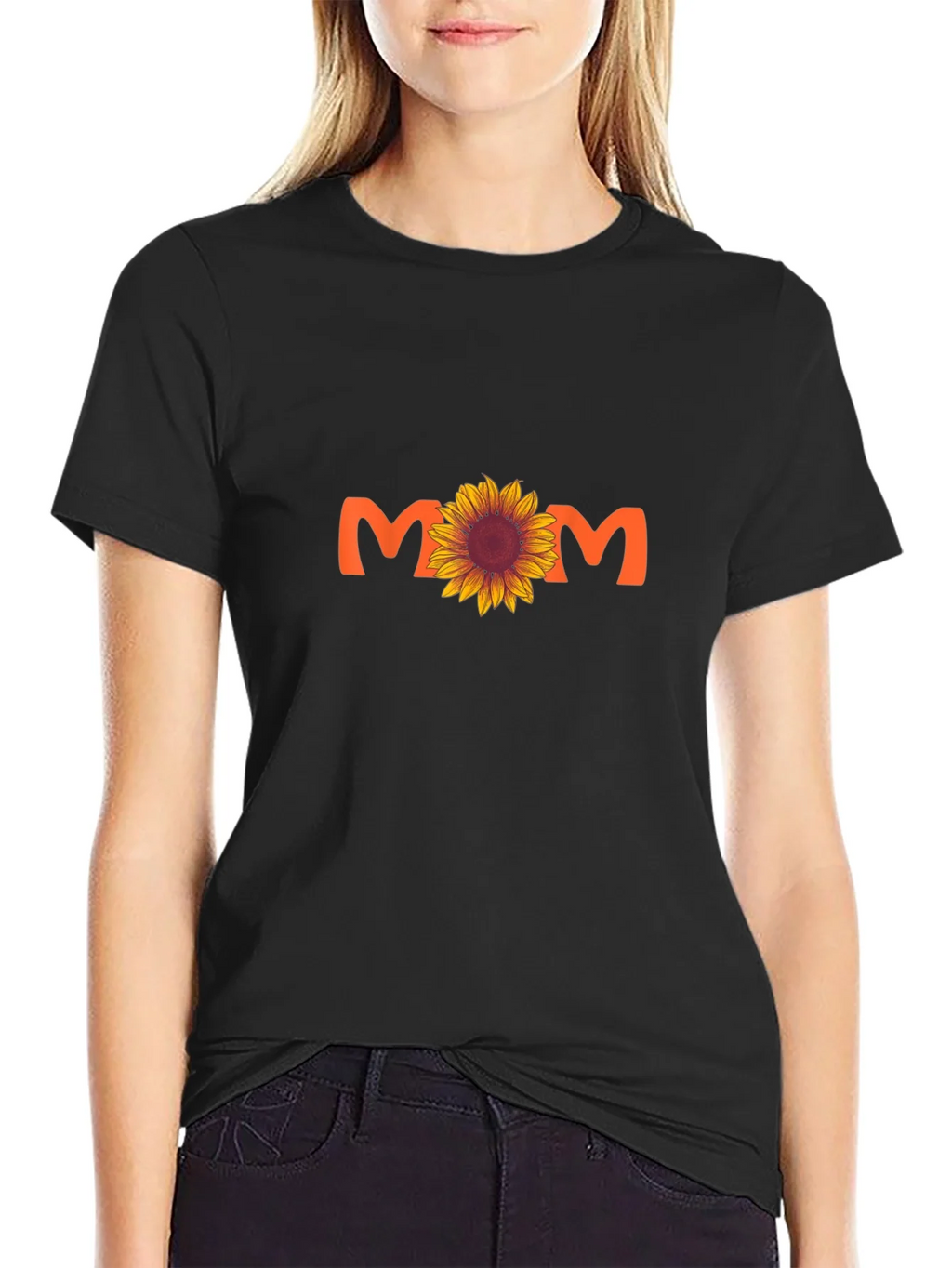 Sunflower Mom Graphic Tee - Black Cotton Blend T-Shirt product image 2