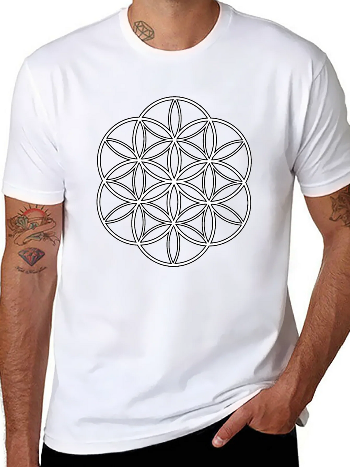 Flower of Life Graphic T-Shirt - Black product image 7