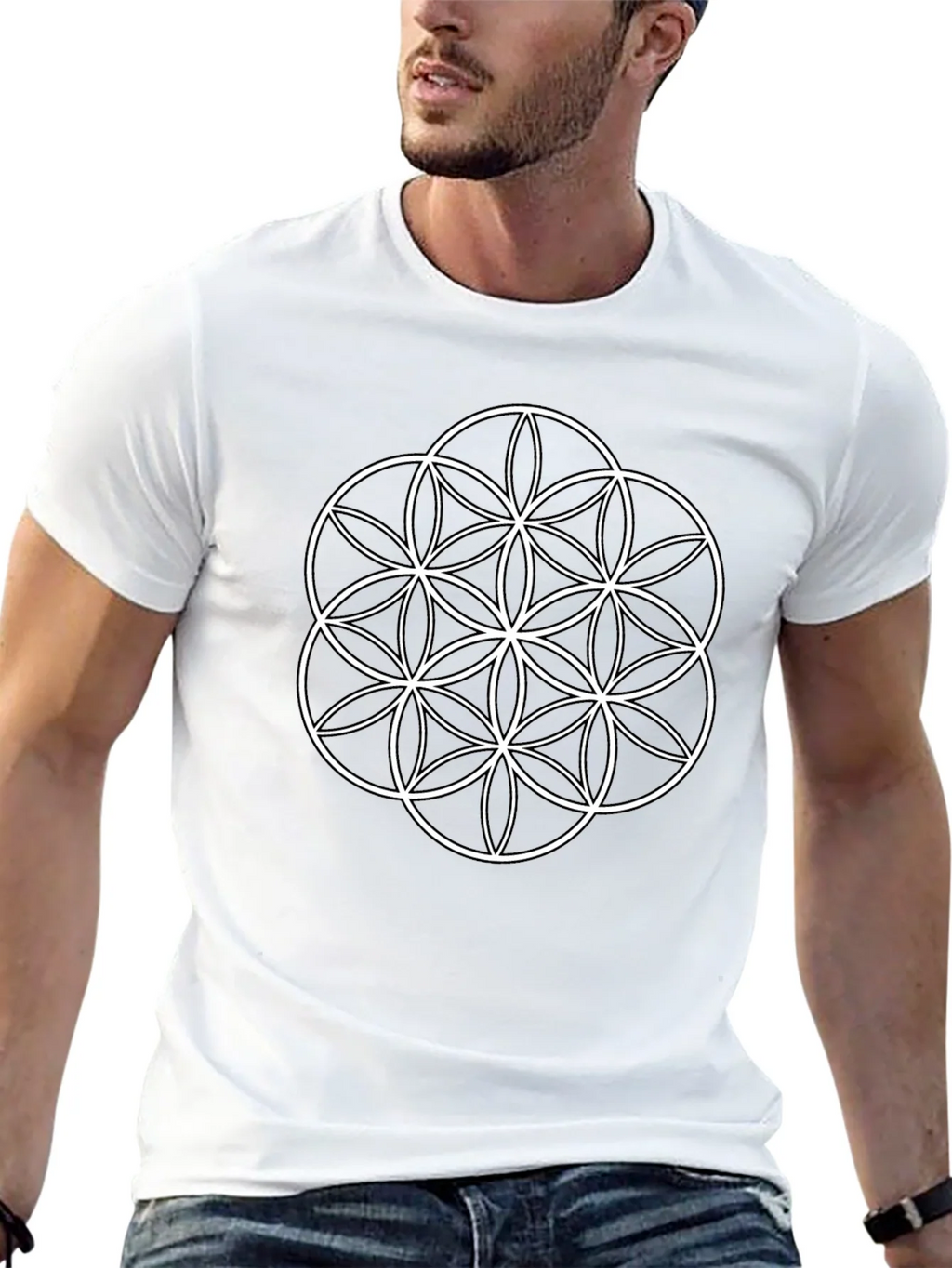 Flower of Life Graphic T-Shirt - Black product image 12
