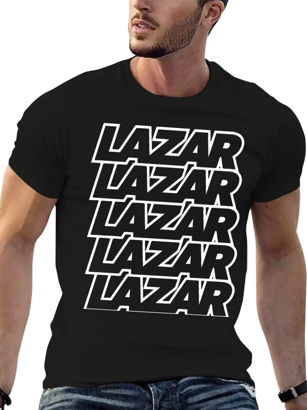 Lazar Text Graphic Print Black T-Shirt product image 6