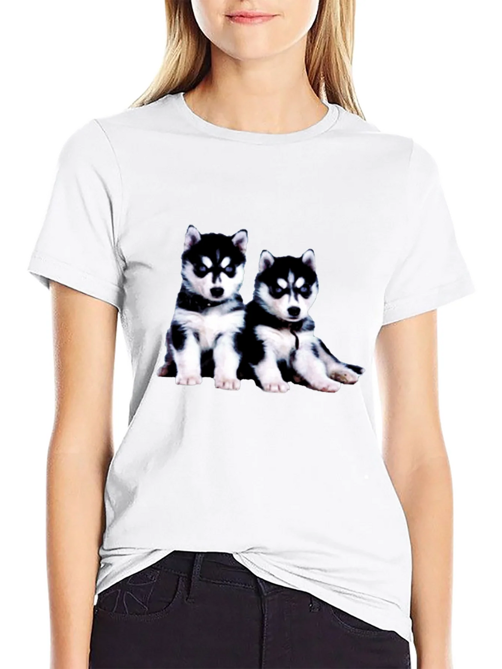 Husky Puppy Graphic Tee - Black Crew Neck product image 8