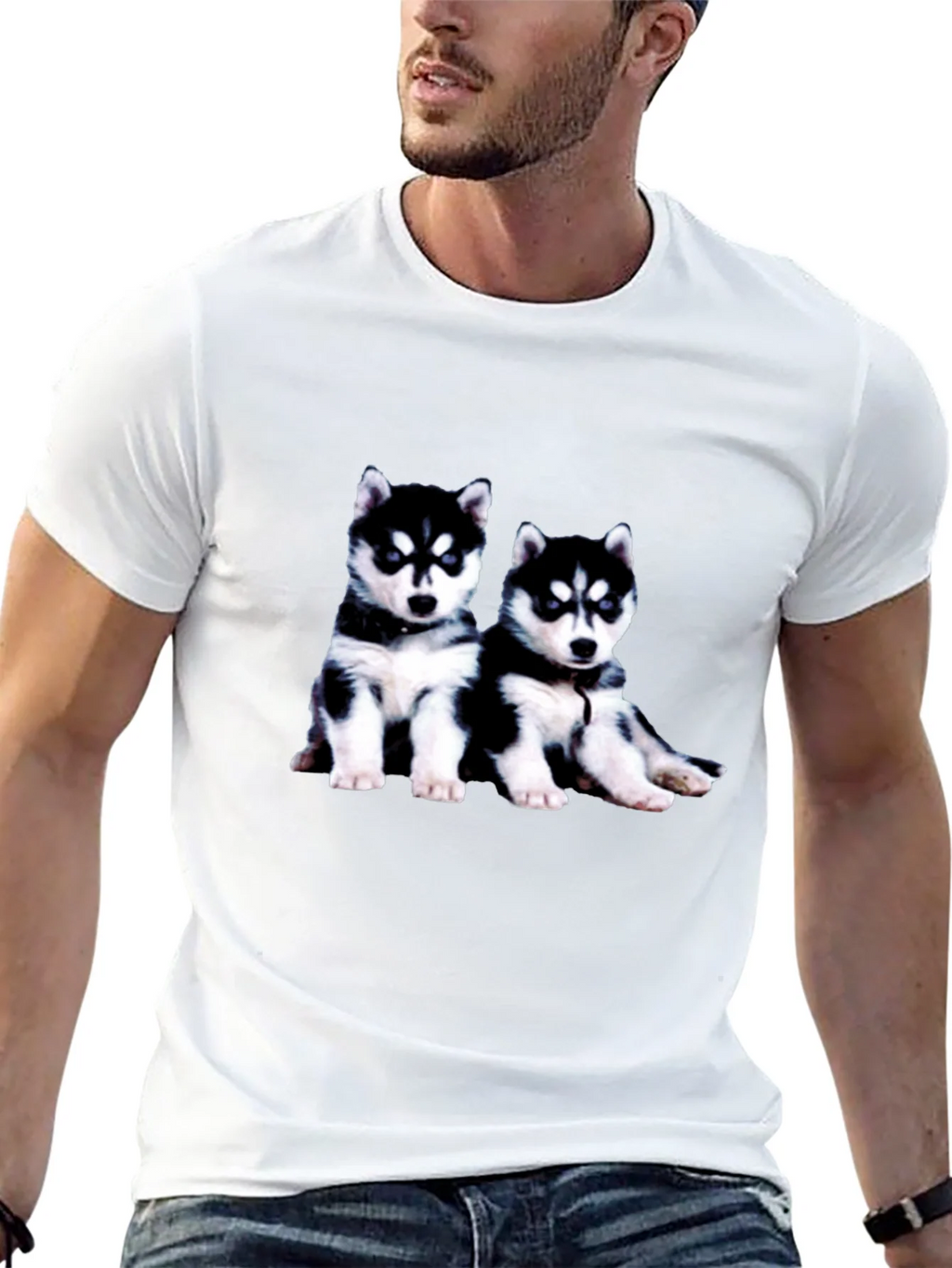 Husky Puppy Graphic Tee - Black Crew Neck product image 12