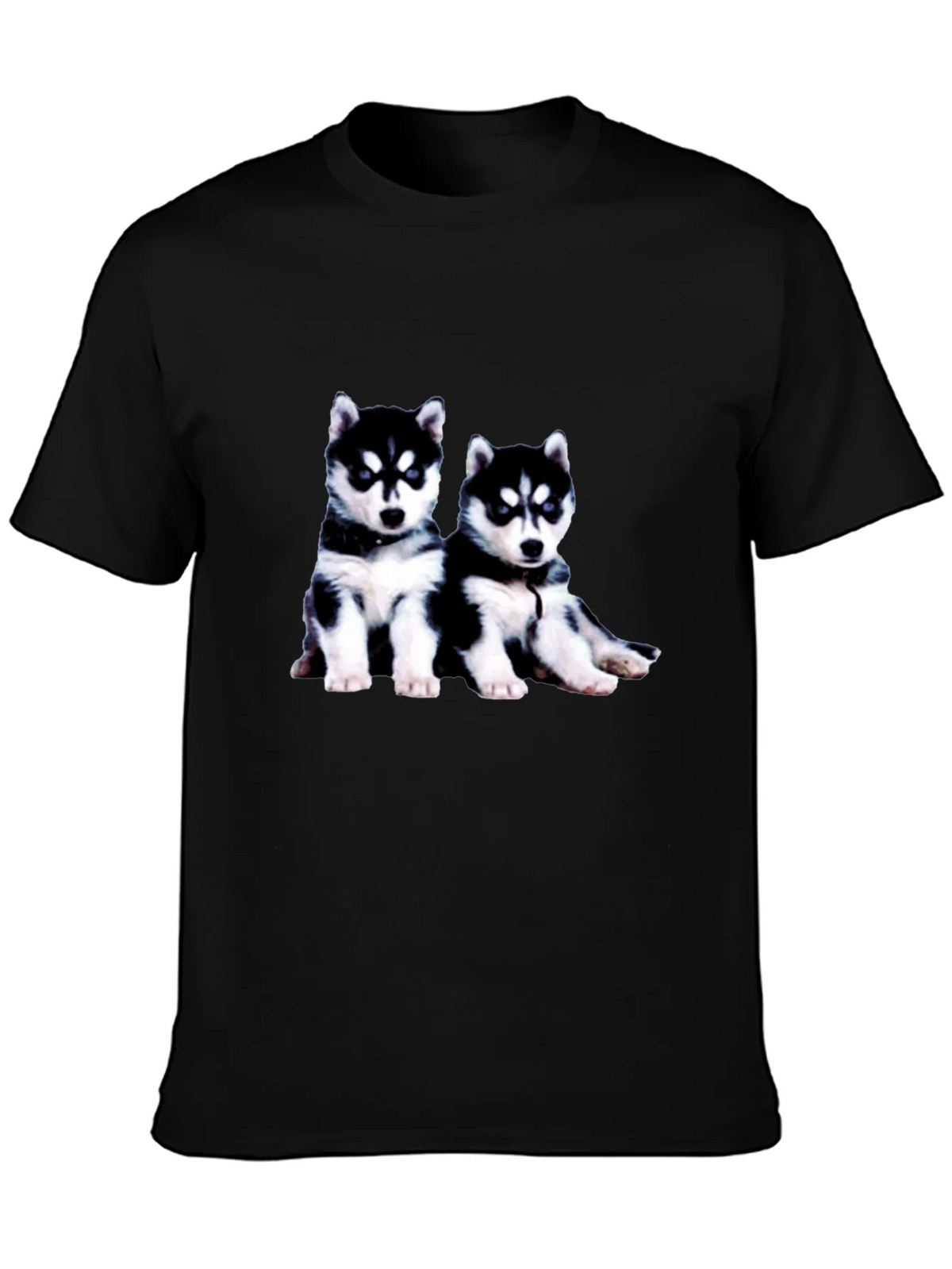 Husky Puppy Graphic Tee - Black Crew Neck product image 3
