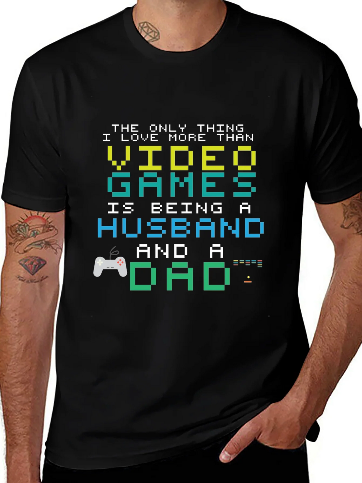 Gamer Dad Husband T-Shirt - Pixel Art Graphic Tee product image 1