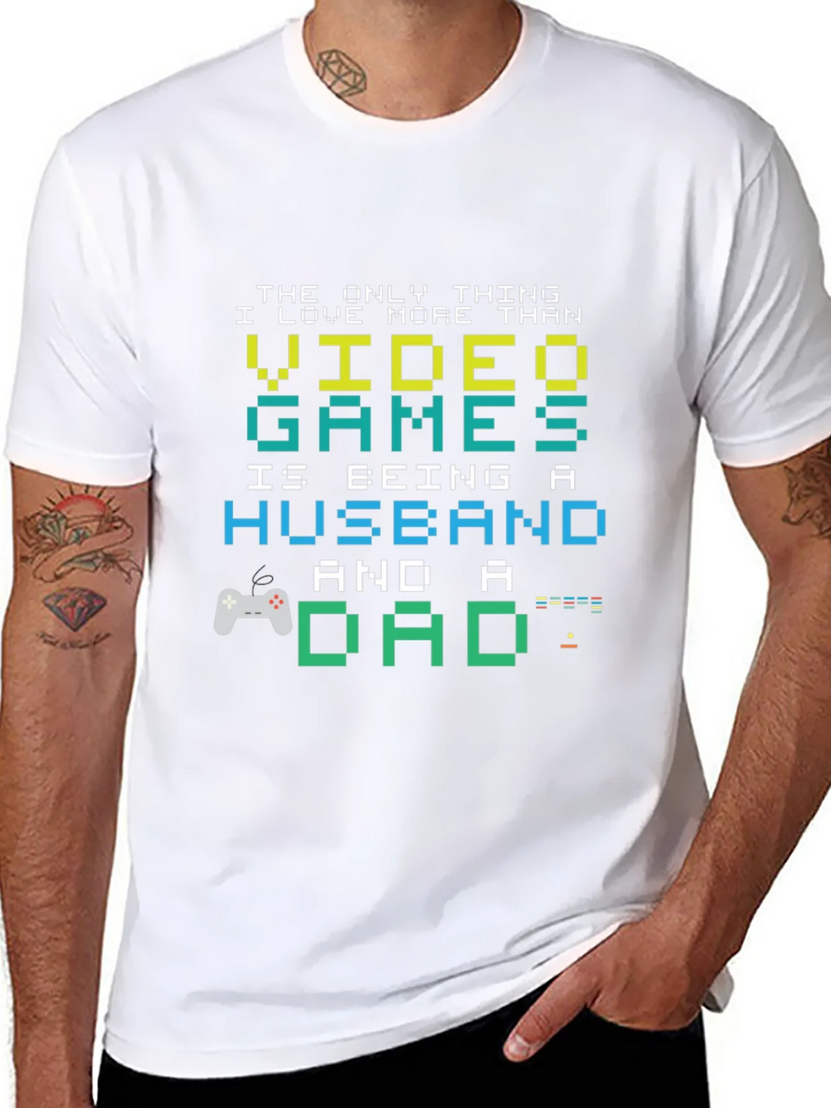 Gamer Dad Husband T-Shirt - Pixel Art Graphic Tee product image 7