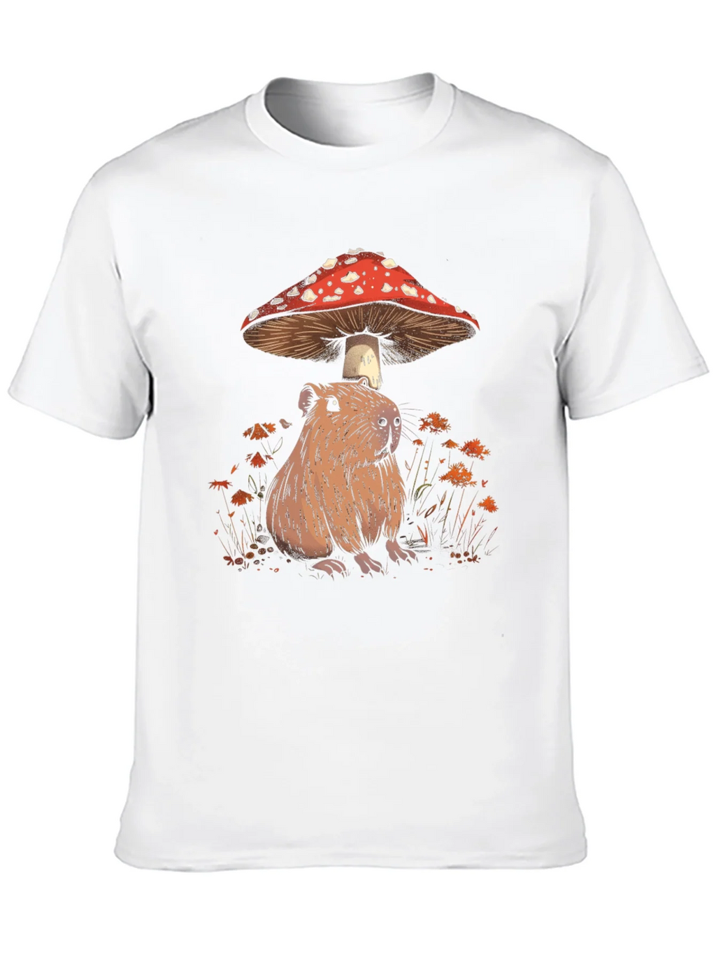 Capybara Mushroom T-Shirt - Adorable Wildlife Tee product image 9