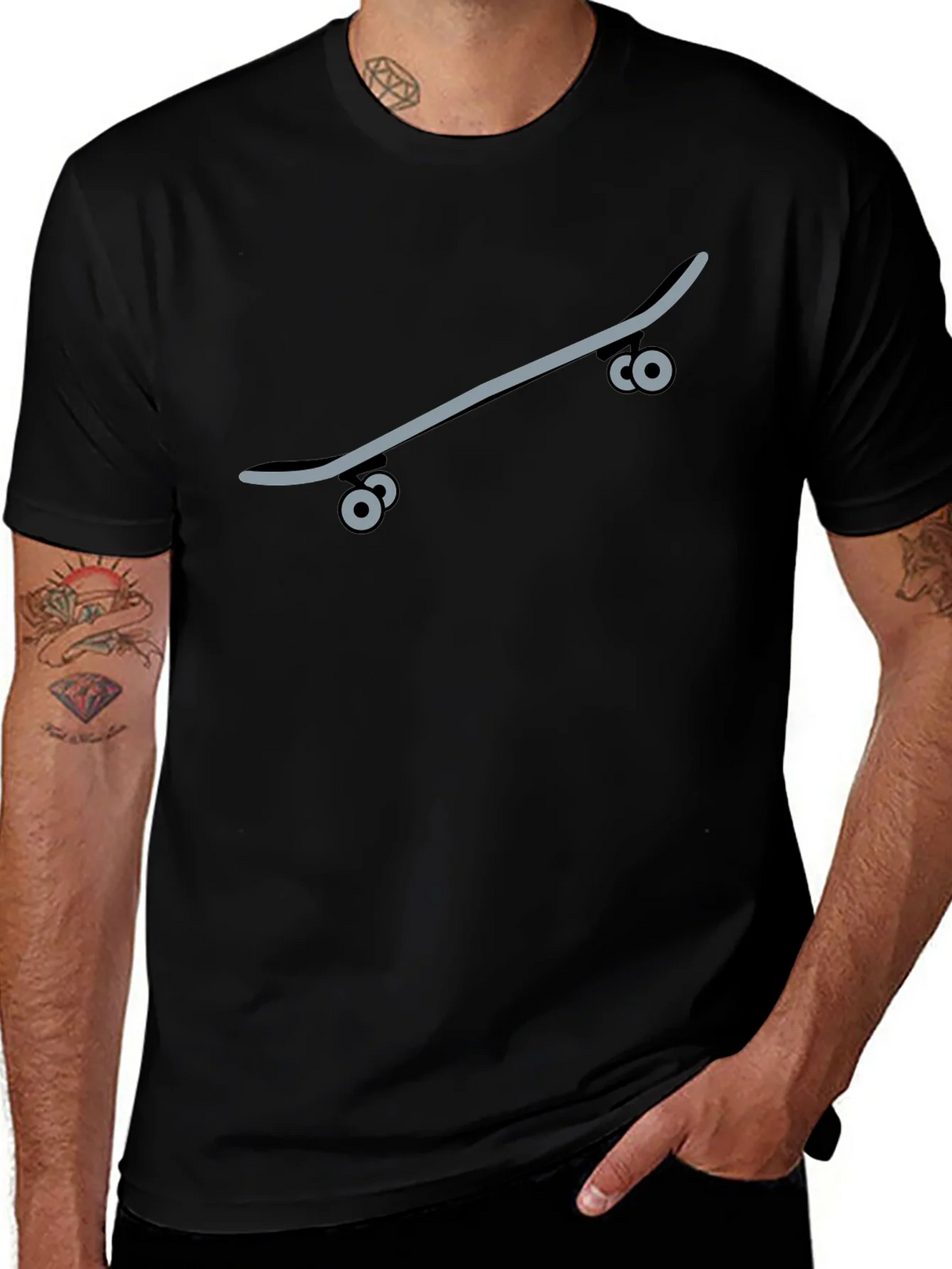 Skateboard Graphic Tee - Black Casual T-Shirt product image 1