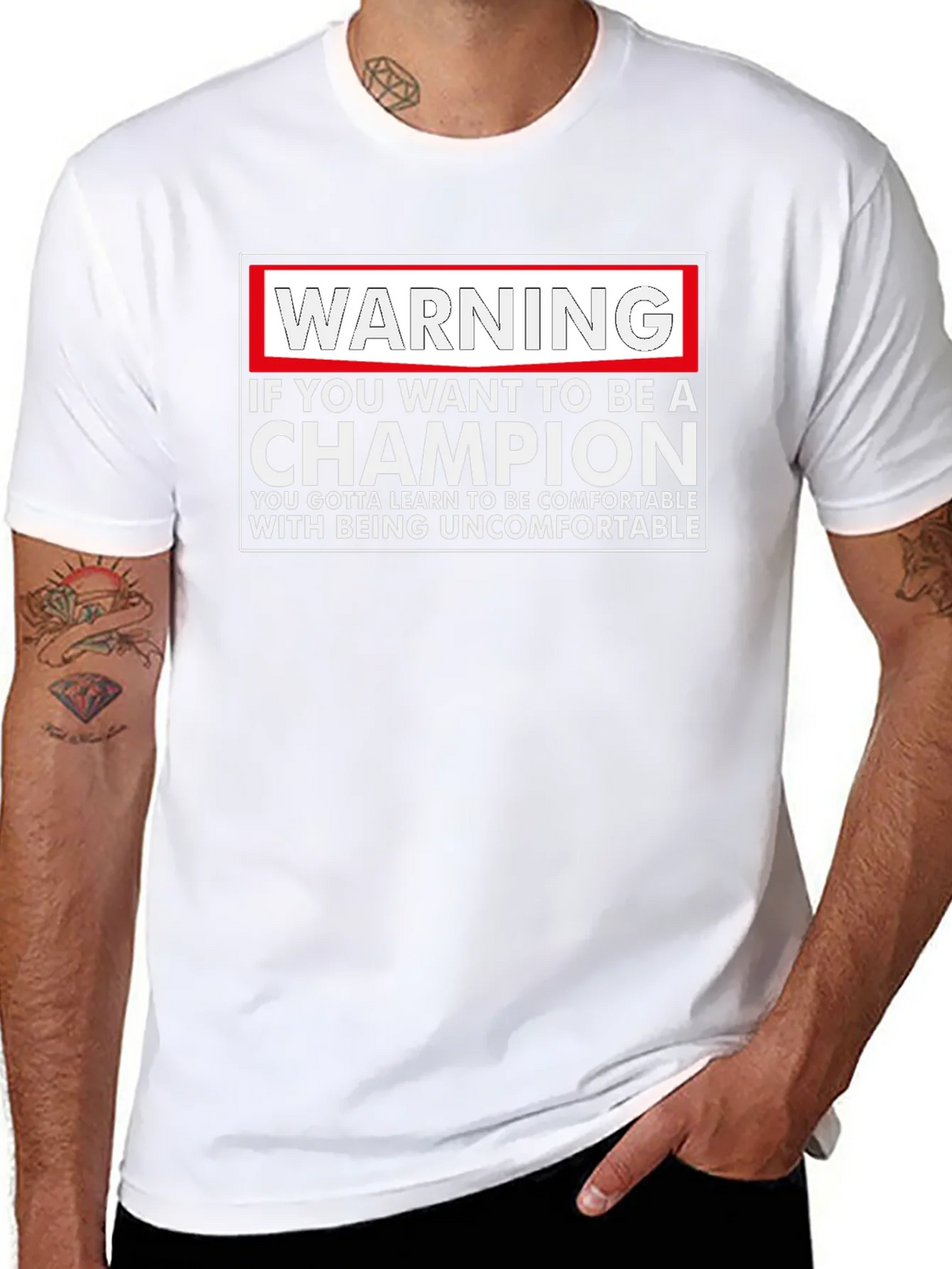 Warning Champion T-Shirt: Motivational Comfort product image 7