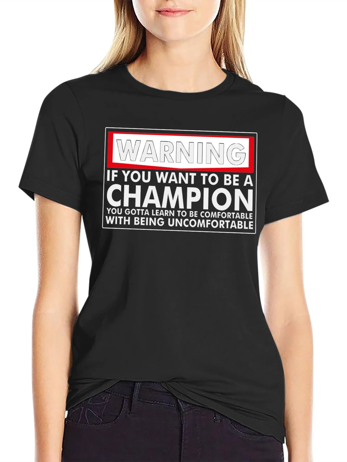 Warning Champion T-Shirt: Motivational Comfort product image 2