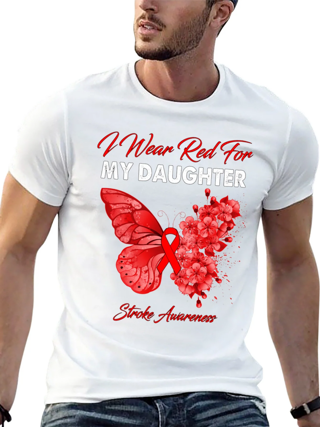 Red Stroke Awareness T-Shirt - I Wear For My Daughter product image 12