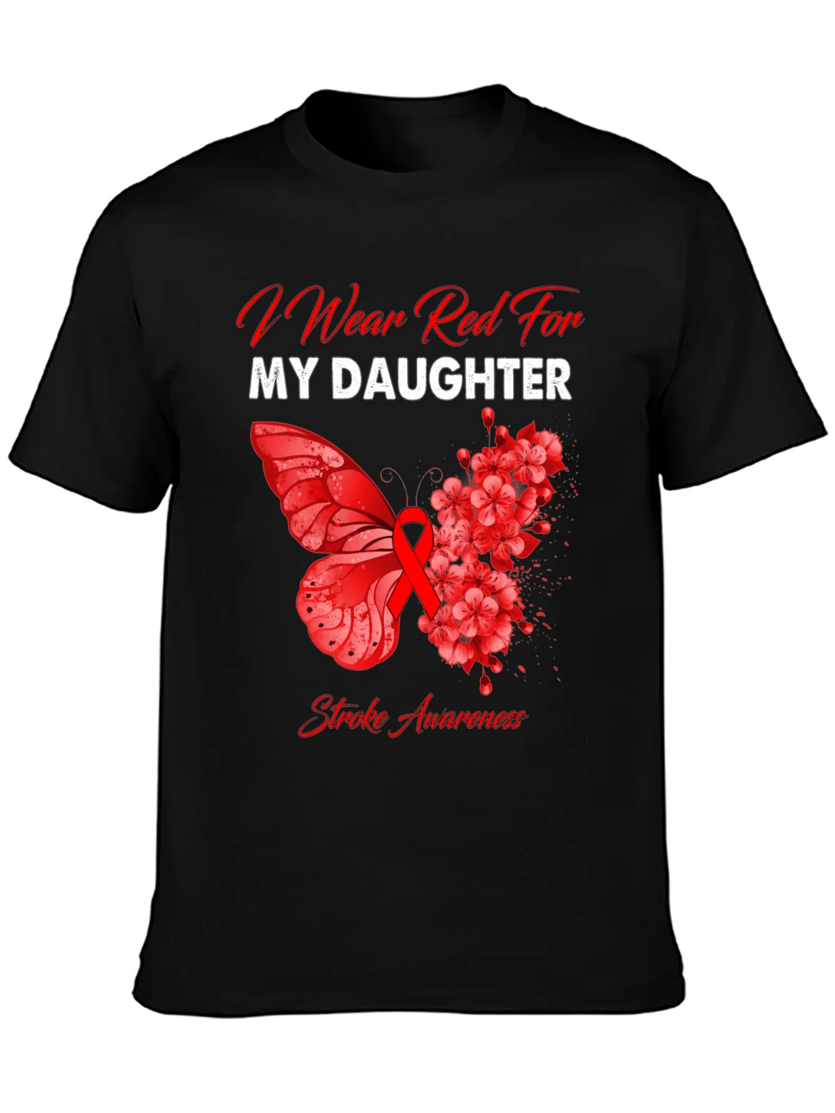 Red Stroke Awareness T-Shirt - I Wear For My Daughter product image 3
