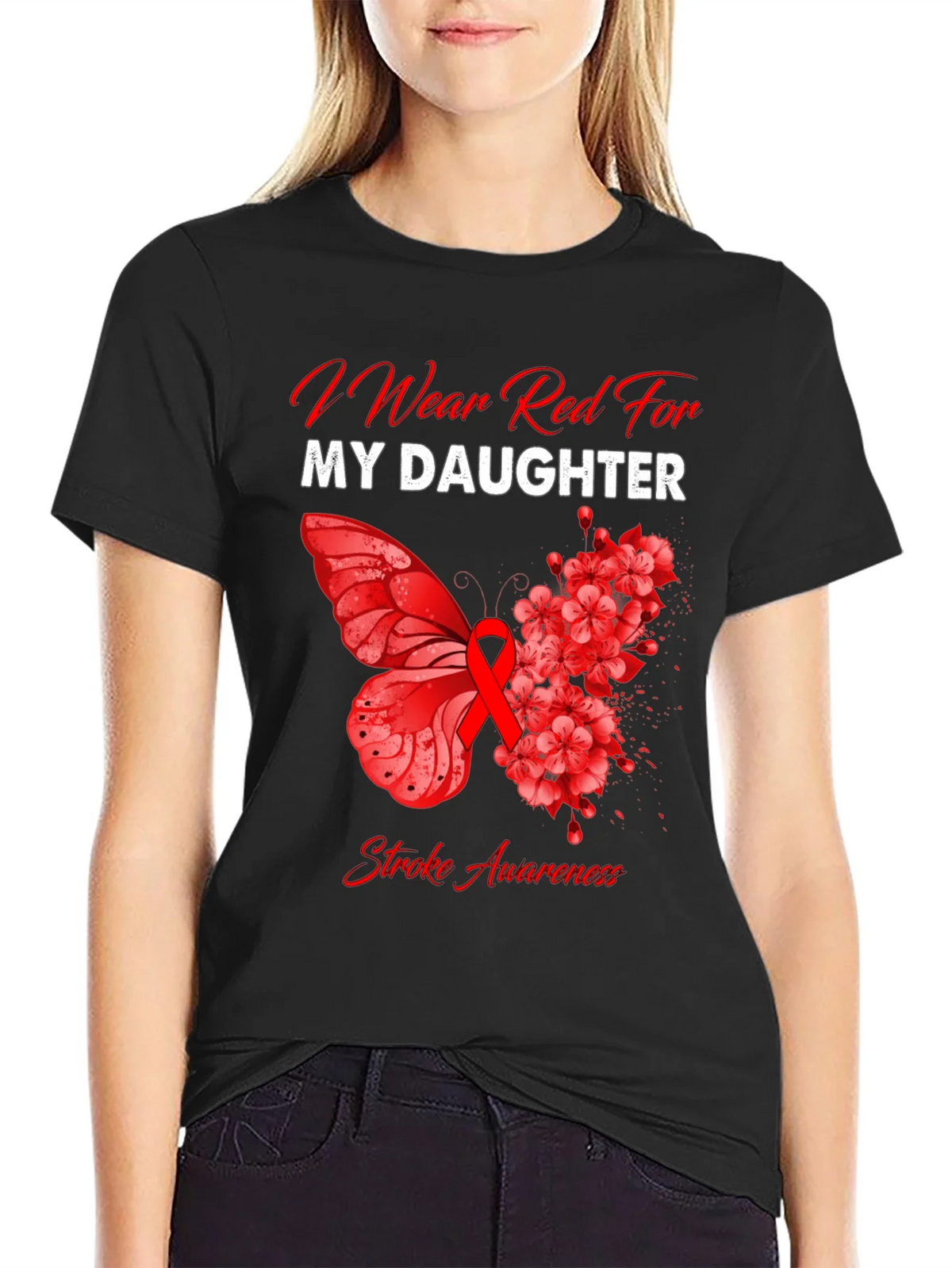Red Stroke Awareness T-Shirt - I Wear For My Daughter product image 2