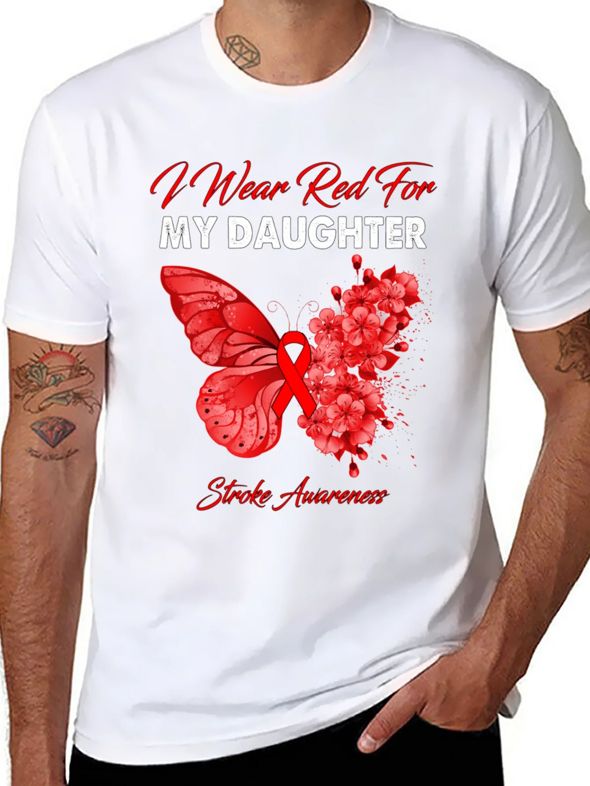 Red Stroke Awareness T-Shirt - I Wear For My Daughter product image 7