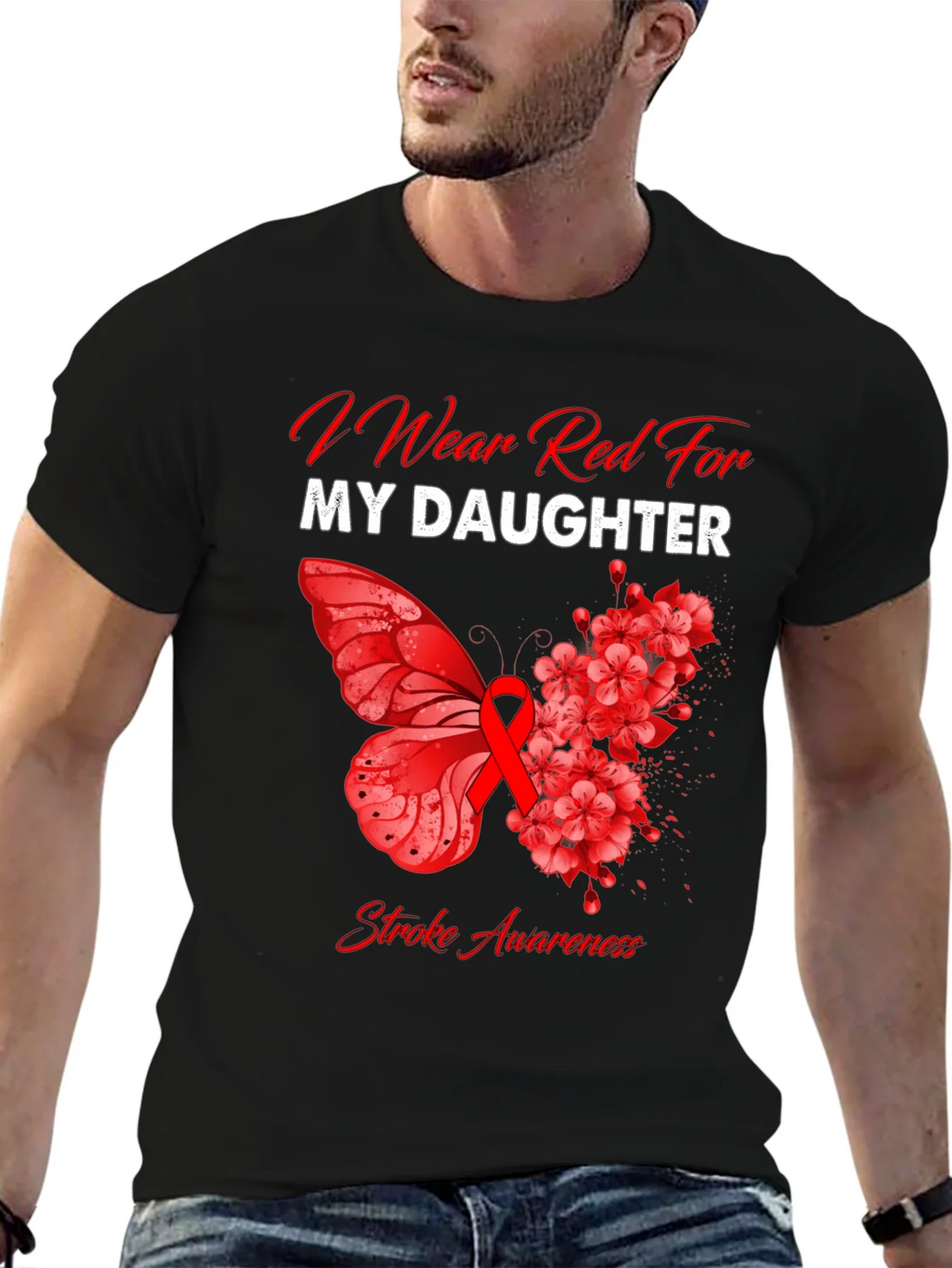 Red Stroke Awareness T-Shirt - I Wear For My Daughter product image 6