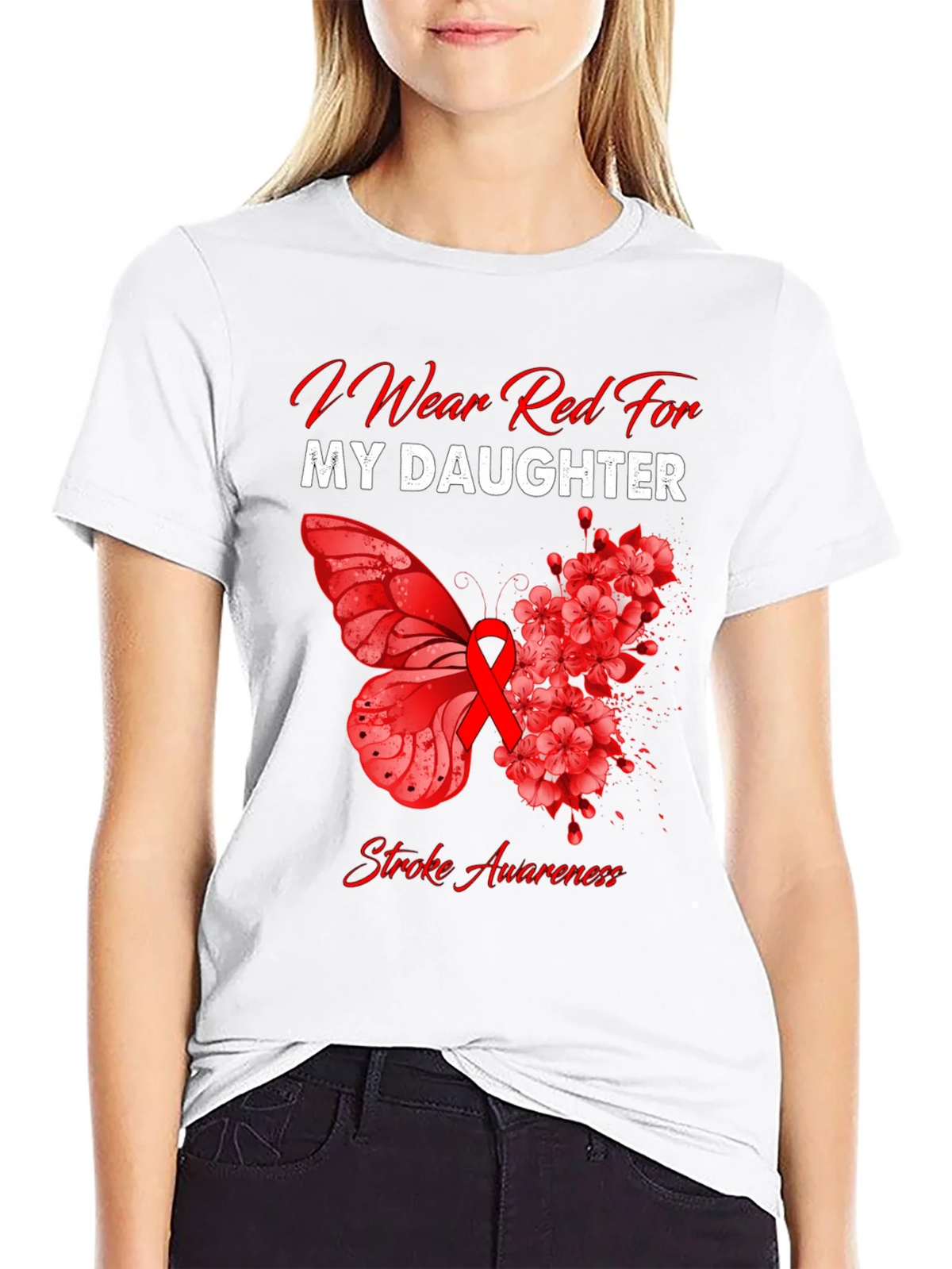 Red Stroke Awareness T-Shirt - I Wear For My Daughter product image 8