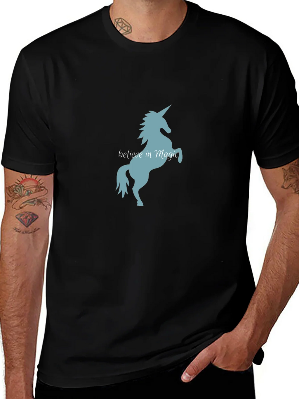 Believe in Magic Unicorn T-Shirt - Black Tee product image 1