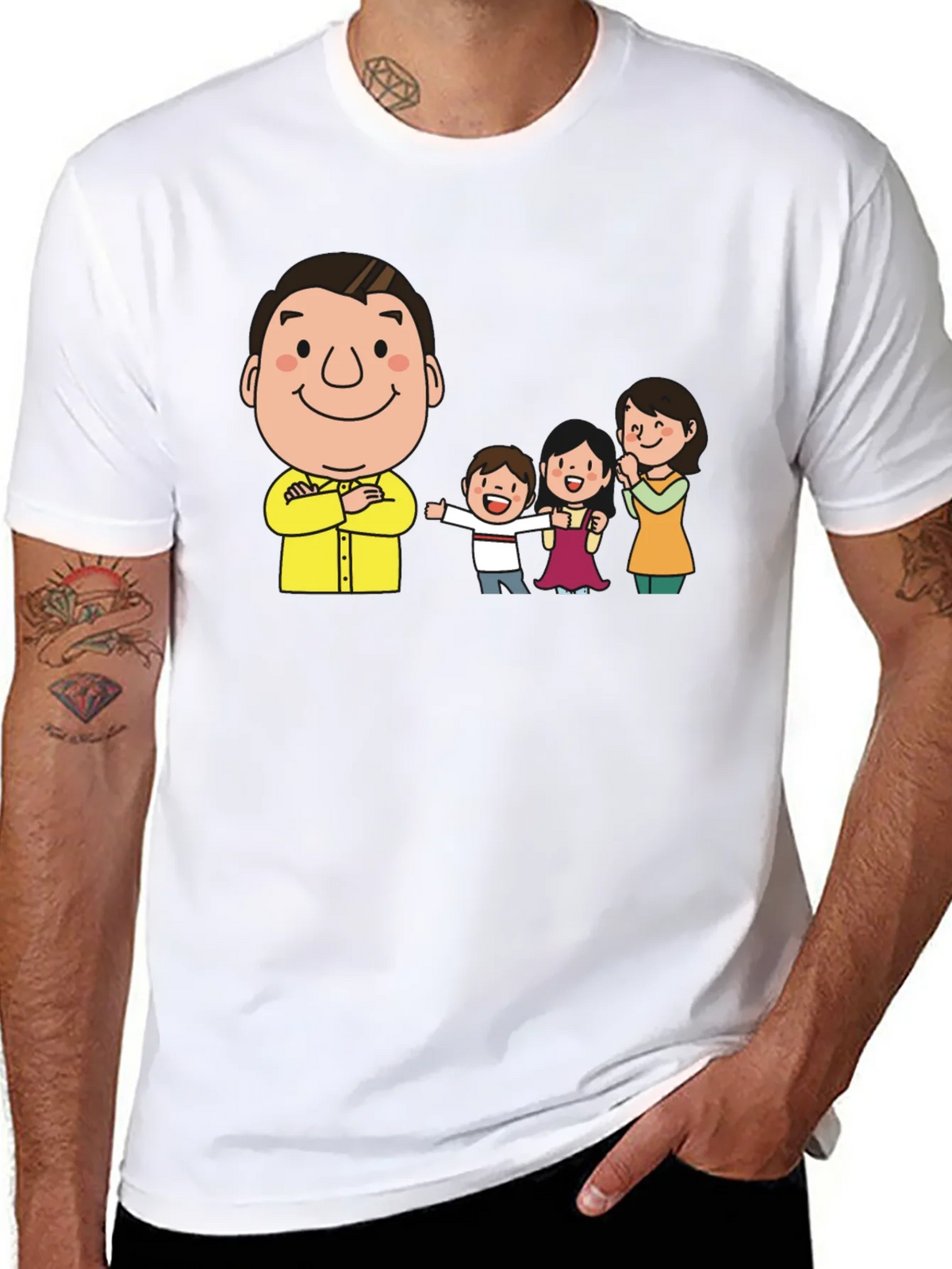 Cartoon Family Black T-Shirt product image 7