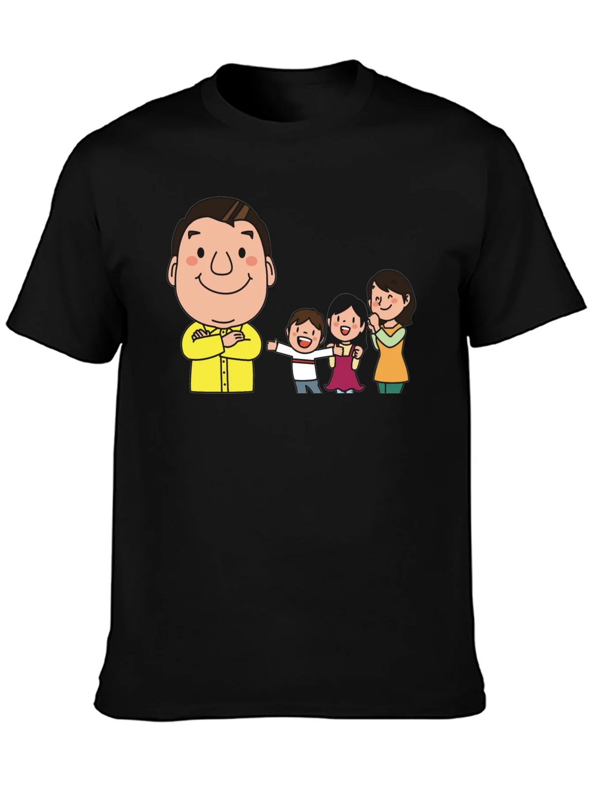 Cartoon Family Black T-Shirt product image 3