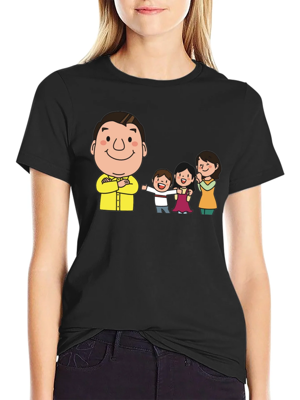 Cartoon Family Black T-Shirt product image 2