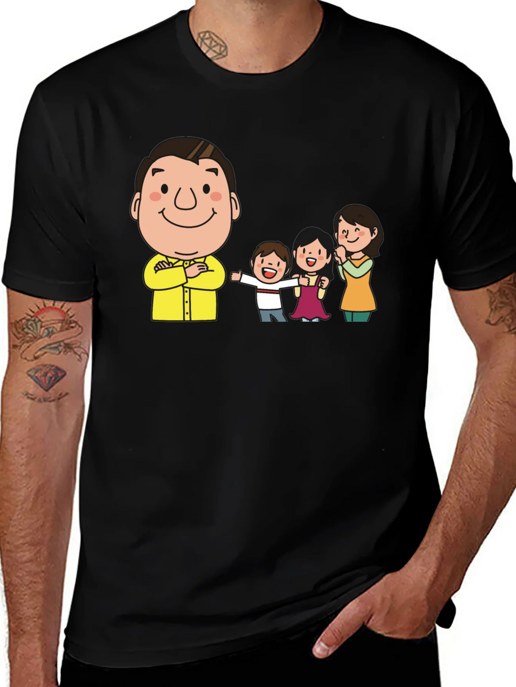 Cartoon Family Black T-Shirt product image 1