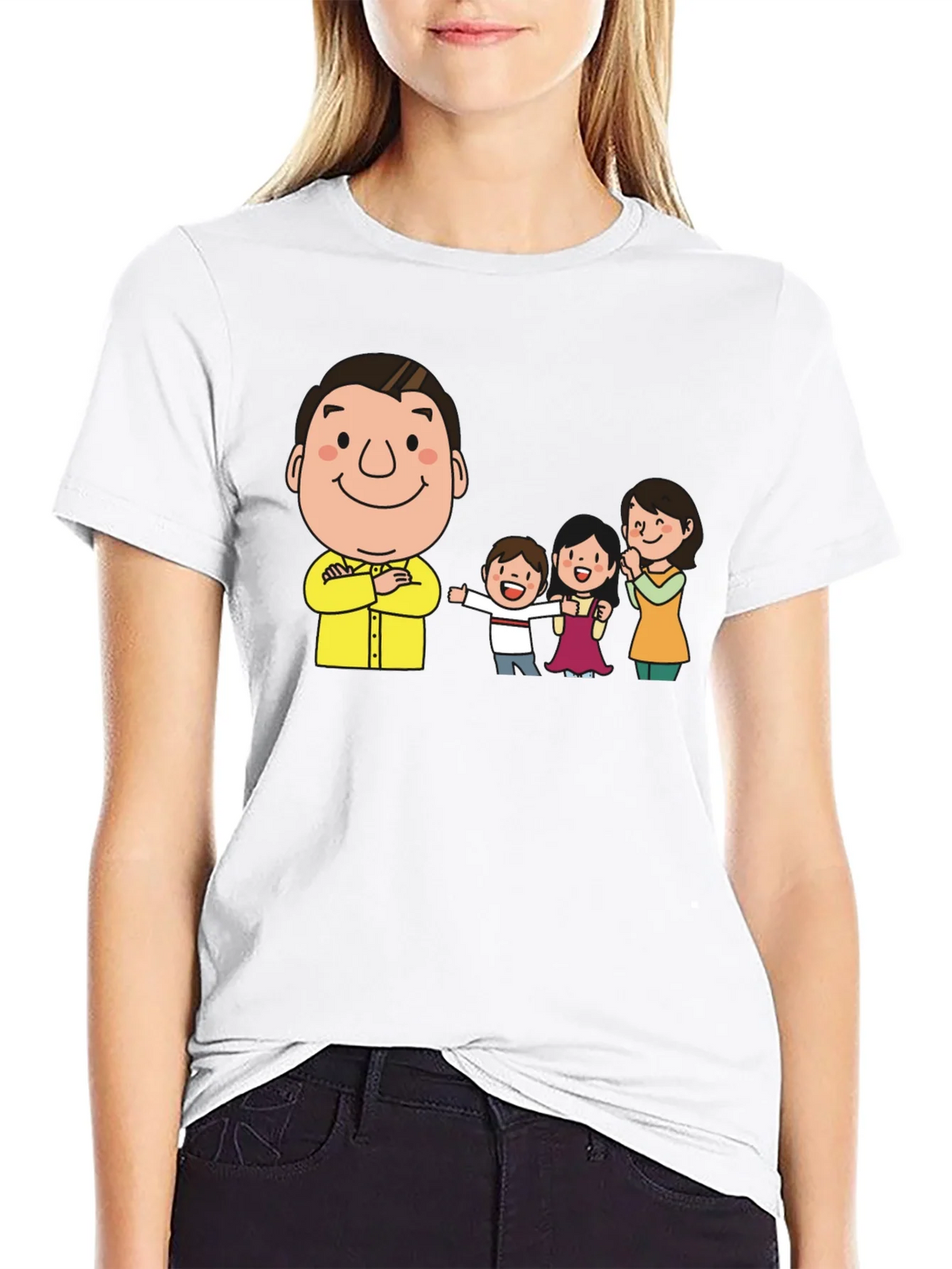 Cartoon Family Black T-Shirt product image 8