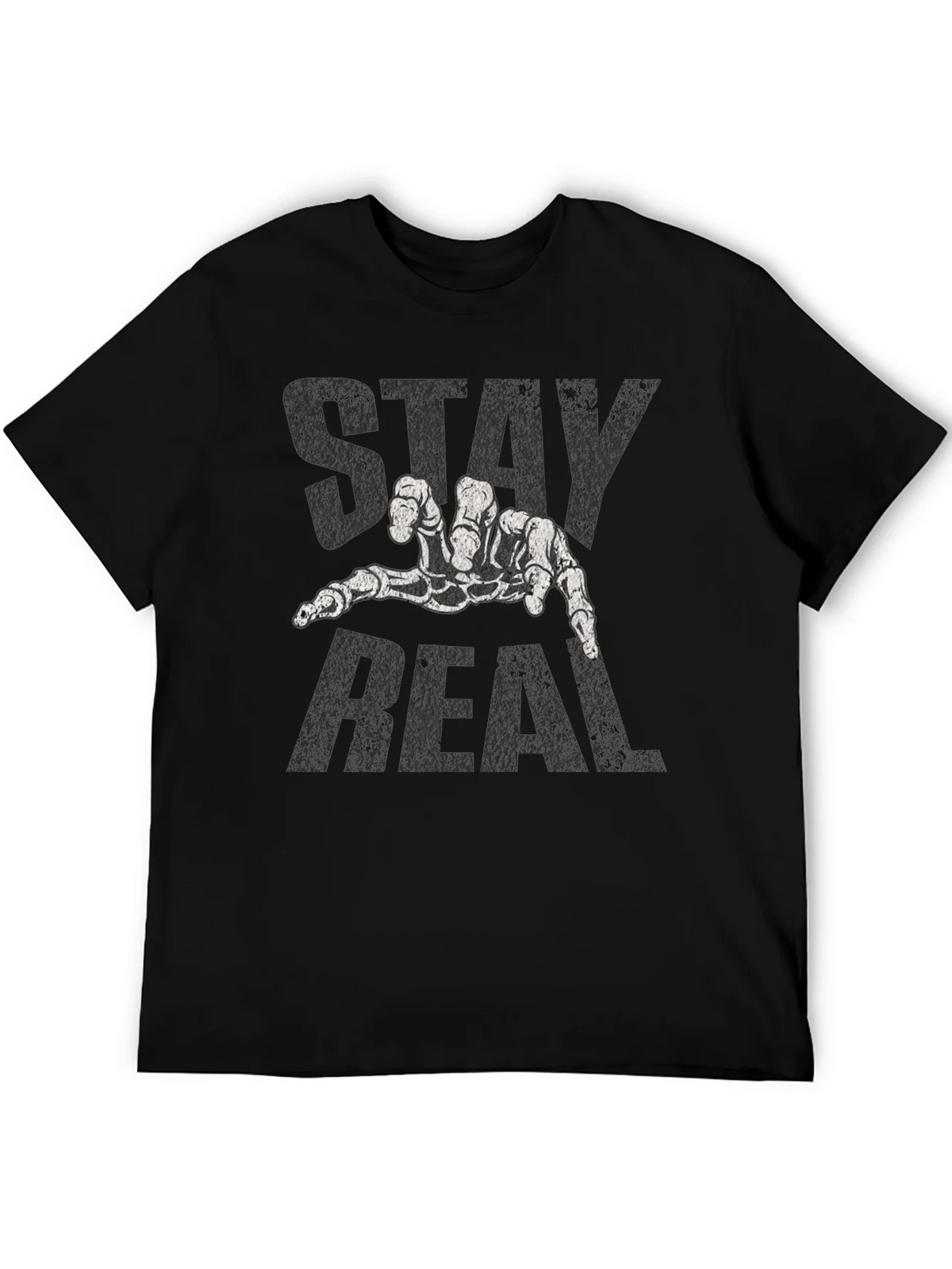 Stay Real Skeleton Hand Black T-Shirt product image 5