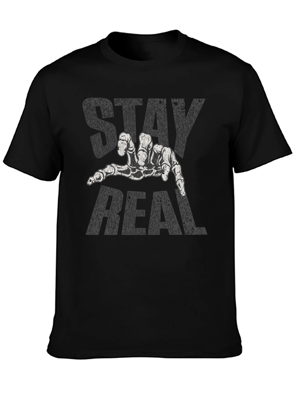 Stay Real Skeleton Hand Black T-Shirt product image 3