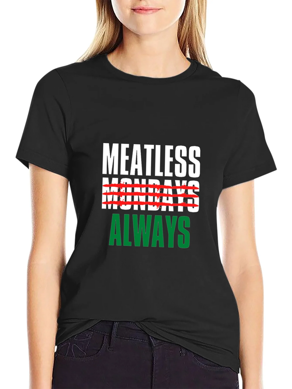 Meatless Mondays Always Black T-Shirt product image 2