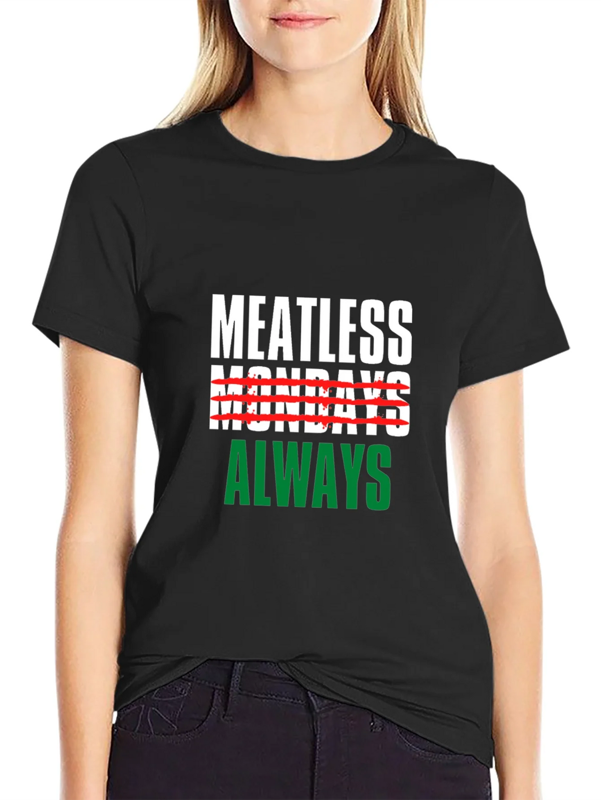 Meatless Mondays Always Black T-Shirt product image 2