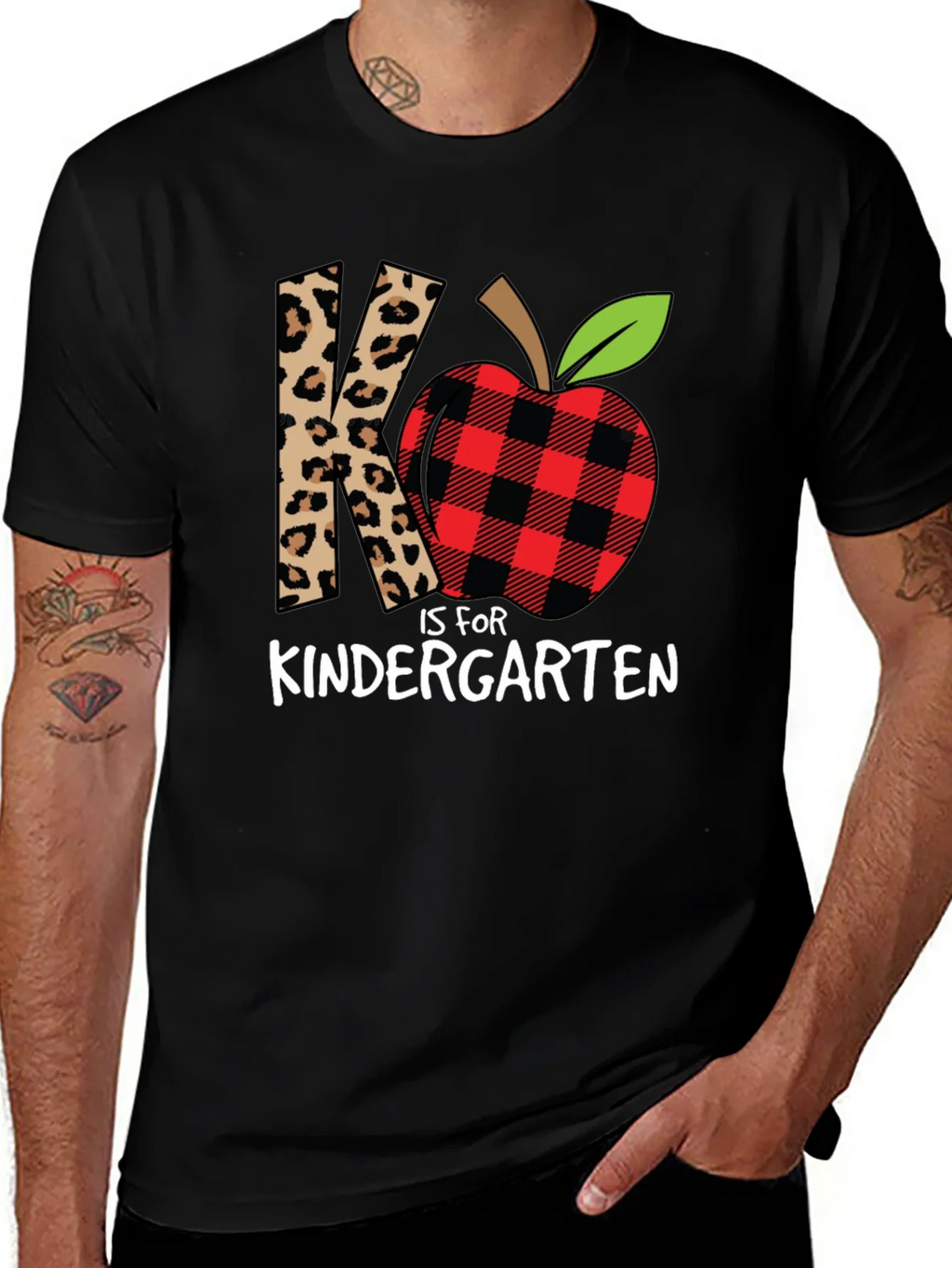 Kindergarten Teacher Leopard Apple T-Shirt product image 1