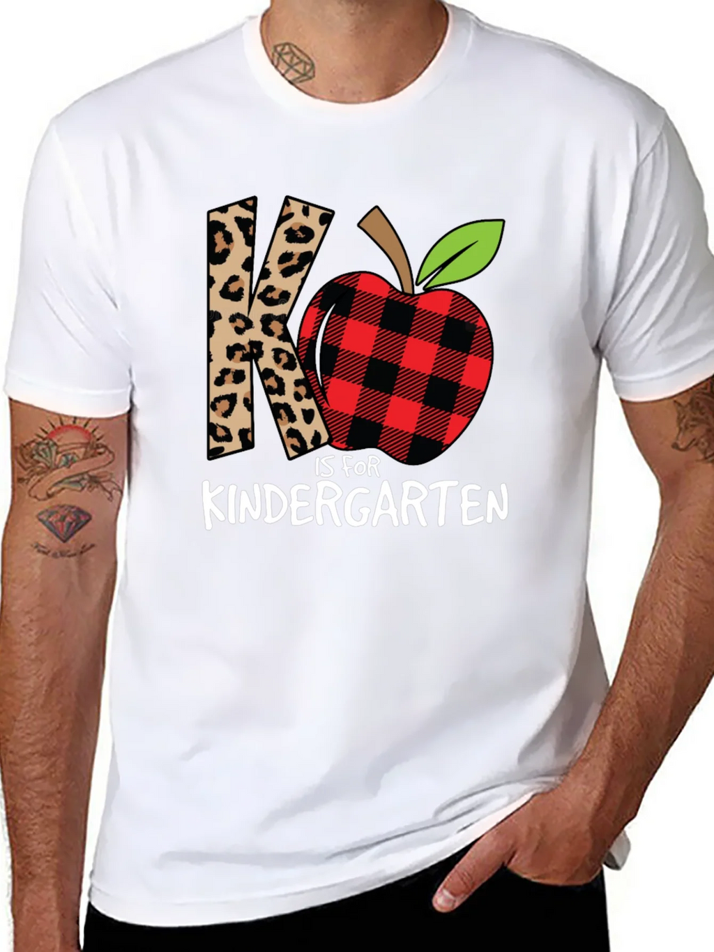 Kindergarten Teacher Leopard Apple T-Shirt product image 7