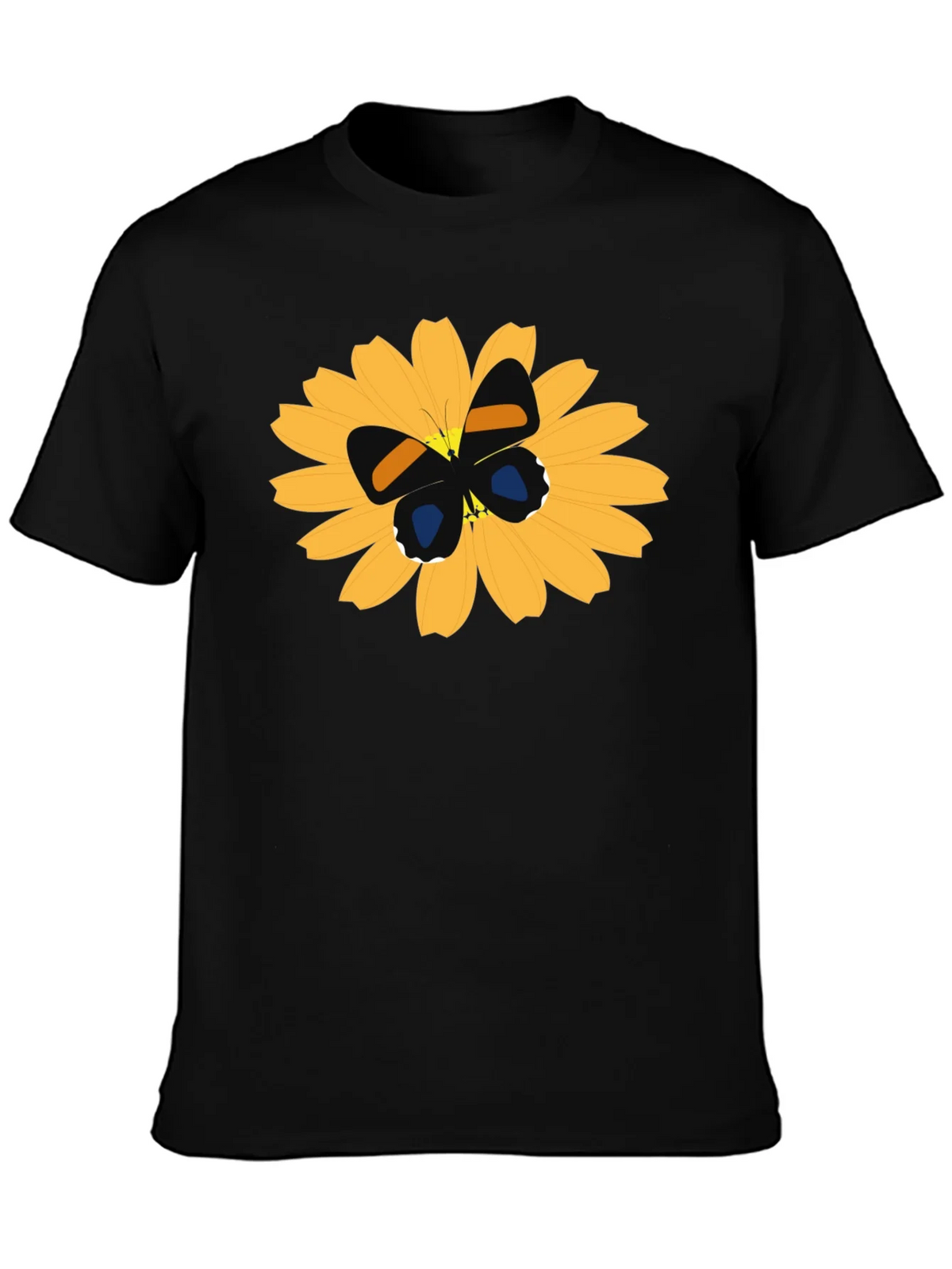 Black T-Shirt with Butterfly on Flower Design product image 3
