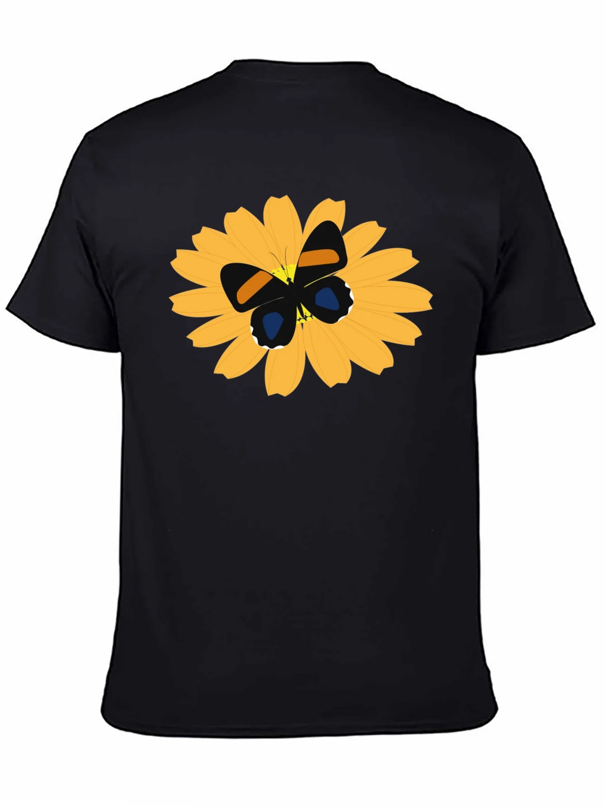 Black T-Shirt with Butterfly on Flower Design product image 4