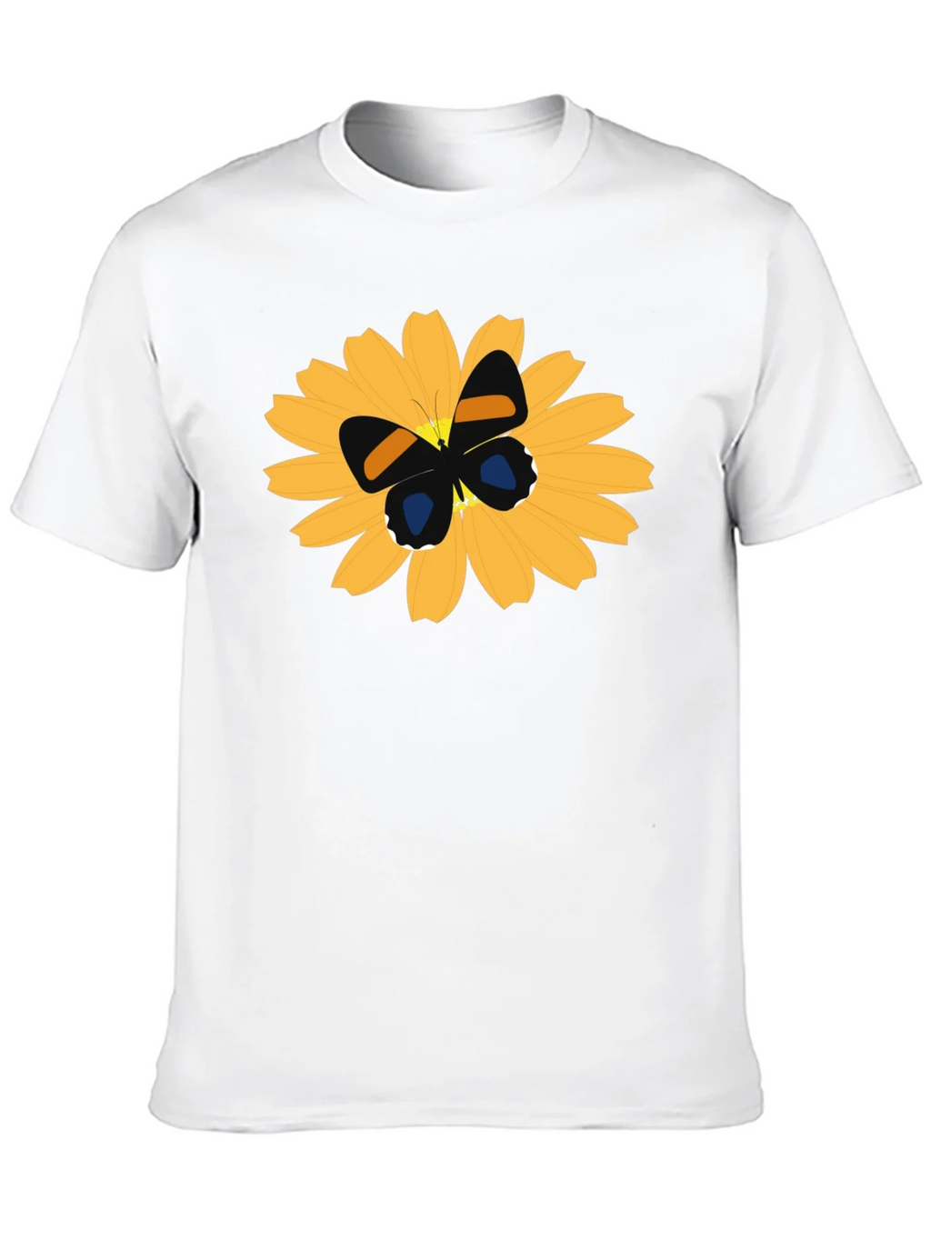 Black T-Shirt with Butterfly on Flower Design product image 9