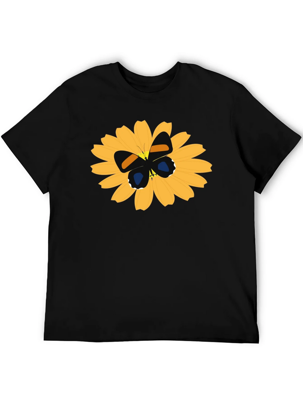 Black T-Shirt with Butterfly on Flower Design product image 5