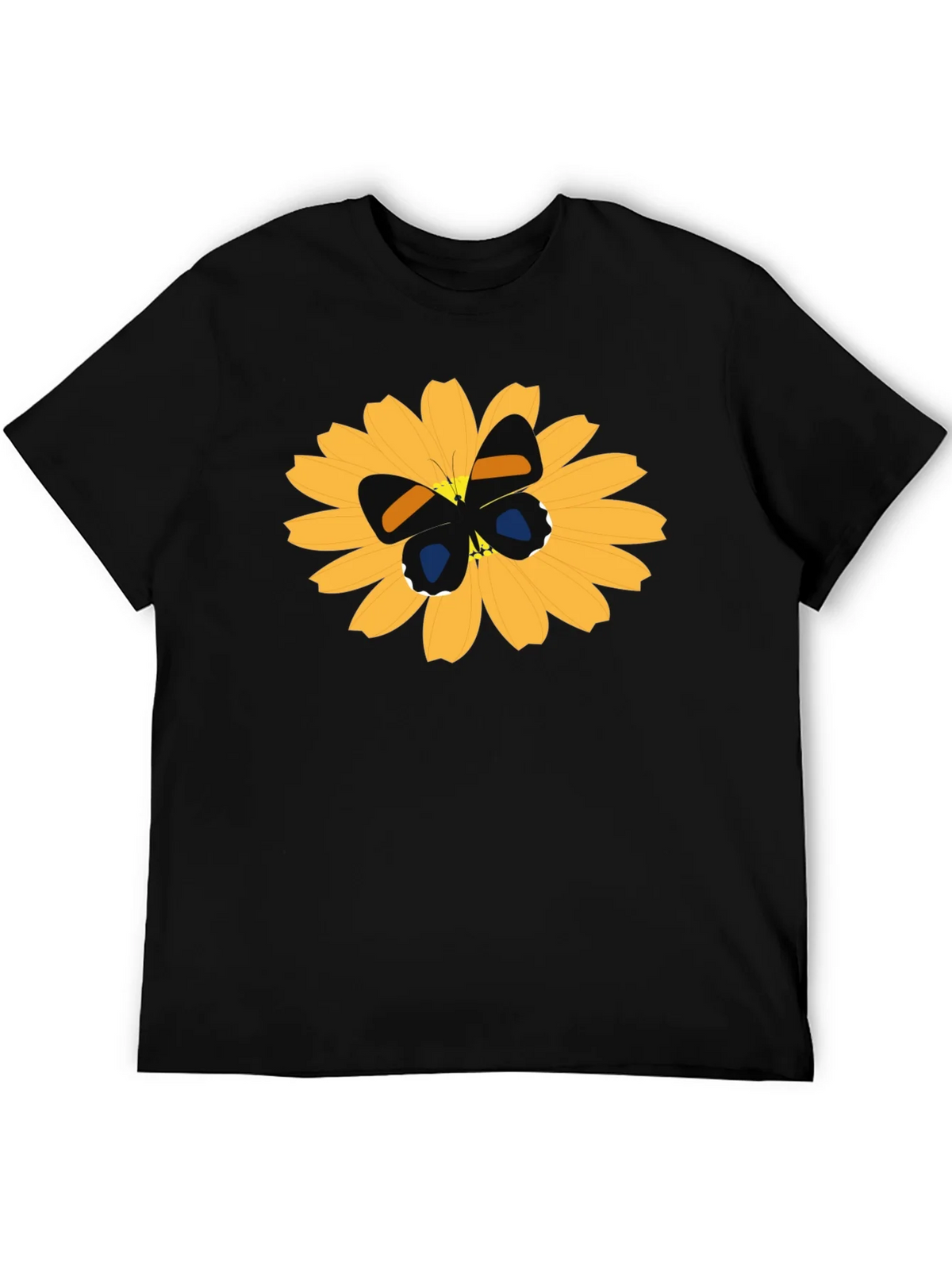 Black T-Shirt with Butterfly on Flower Design product image 5