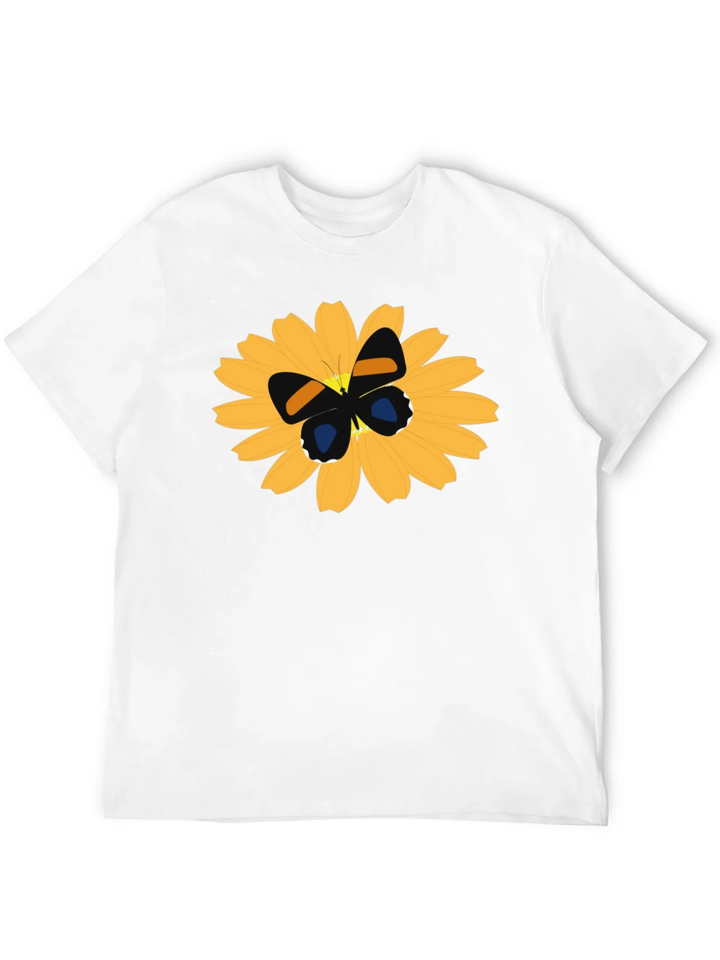Black T-Shirt with Butterfly on Flower Design product image 11