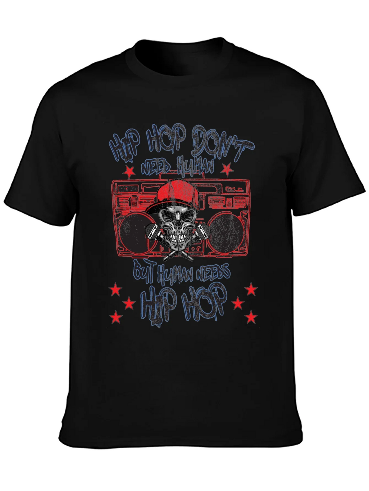 Hip Hop Skull Graphic Tee - Black product image 3