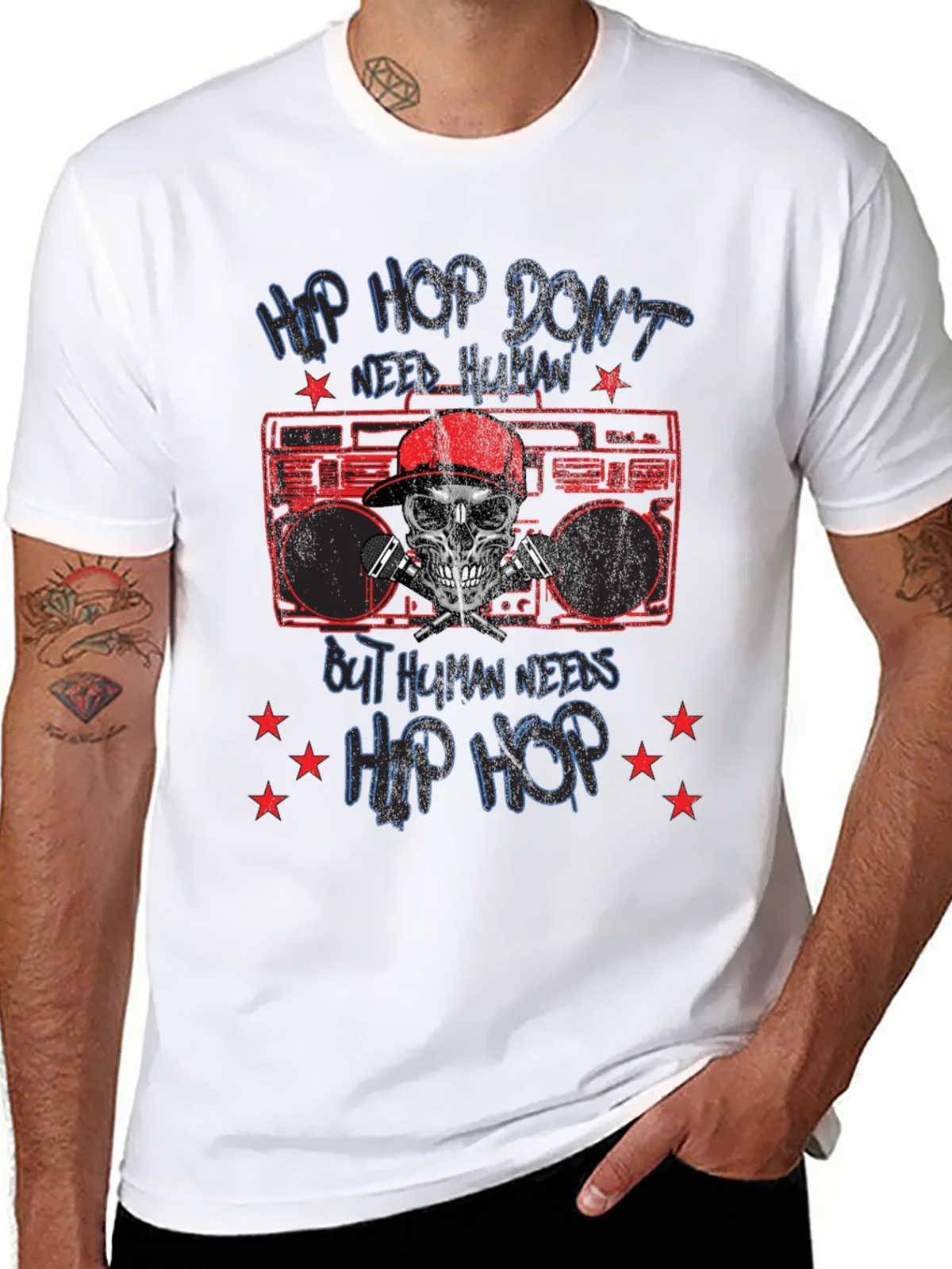 Hip Hop Skull Graphic Tee - Black product image 7