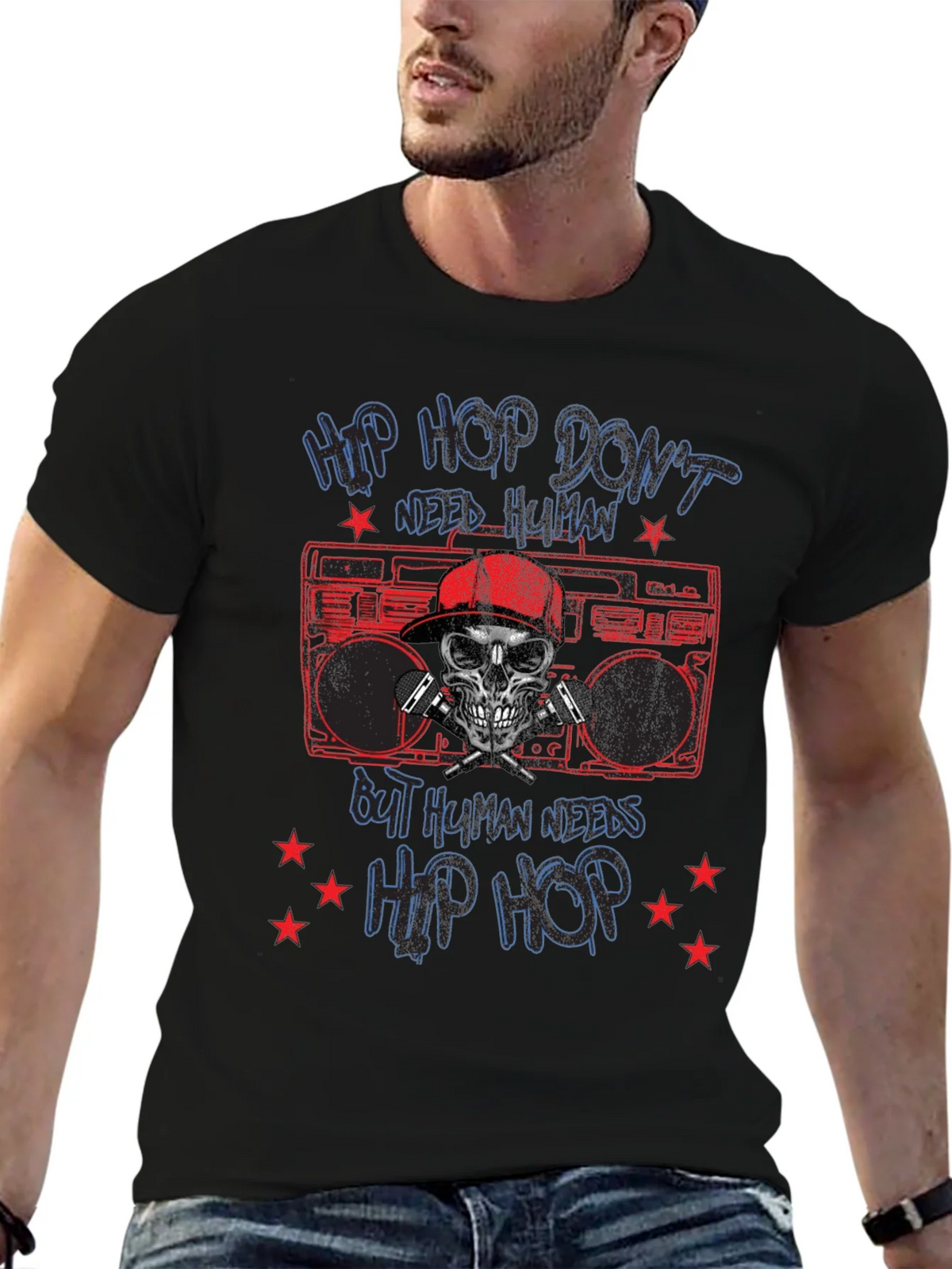 Hip Hop Skull Graphic Tee - Black product image 6