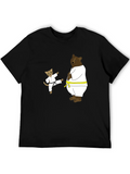 Karate Cat & Bear Black T-Shirt product image 1