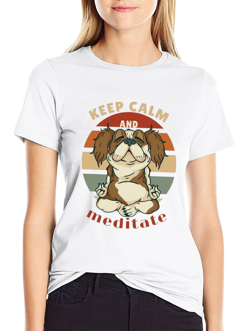 Keep Calm Meditate Dog Graphic T-Shirt product image 8