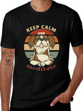 Keep Calm Meditate Dog Graphic T-Shirt product image 1