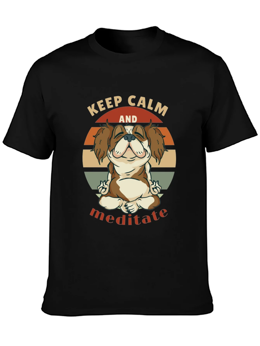 Keep Calm Meditate Dog Graphic T-Shirt product image 3
