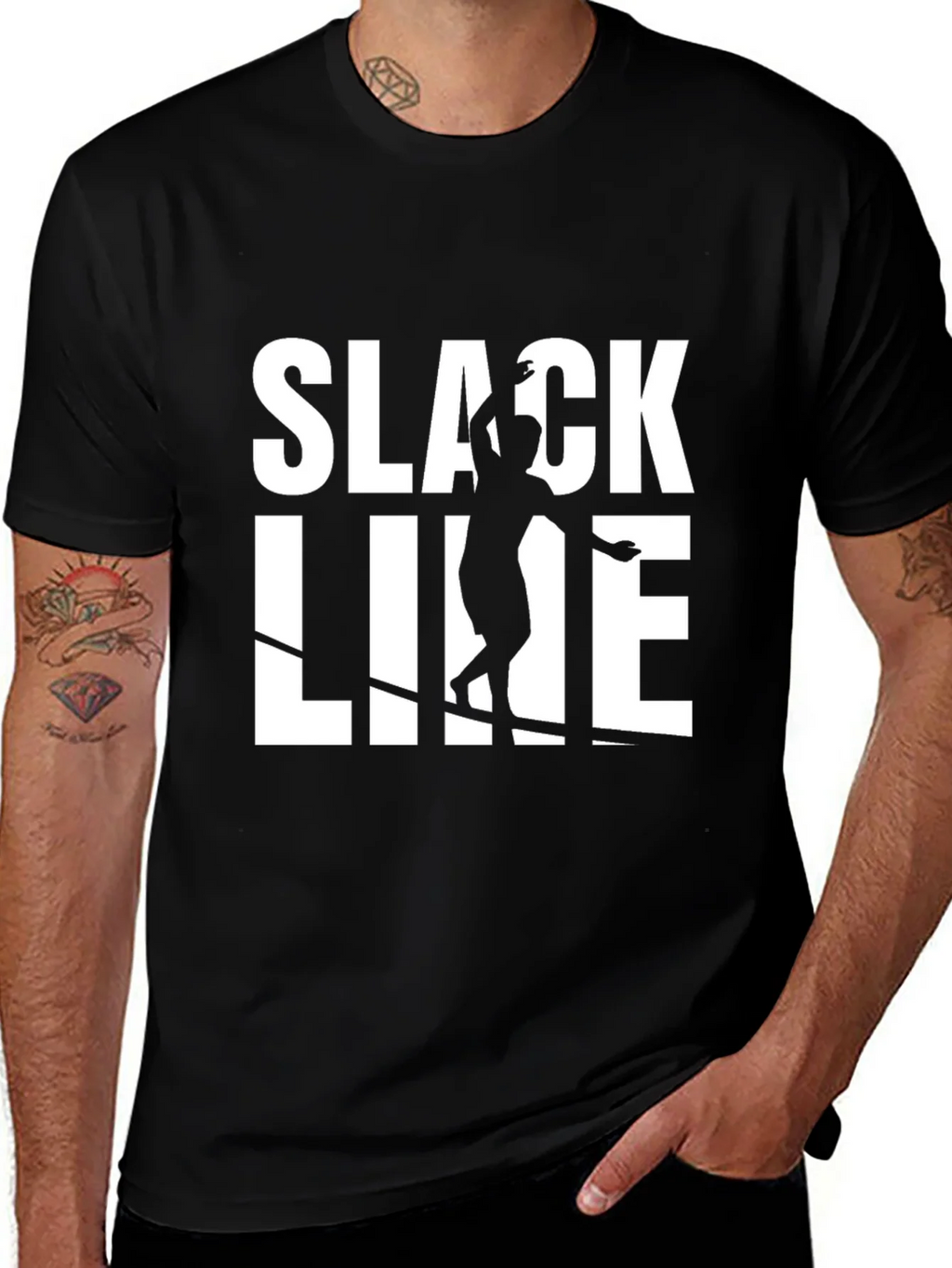 Slackline Graphic T-Shirt - Black Cotton Blend Tee product image 1