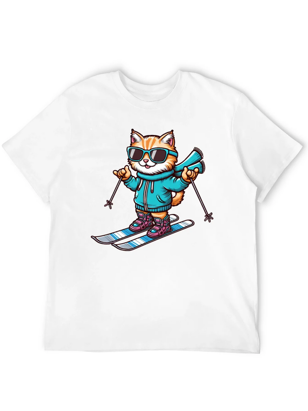 Ski Cat T-Shirt - Cute Cartoon Kitten Winter Sports Tee product image 6