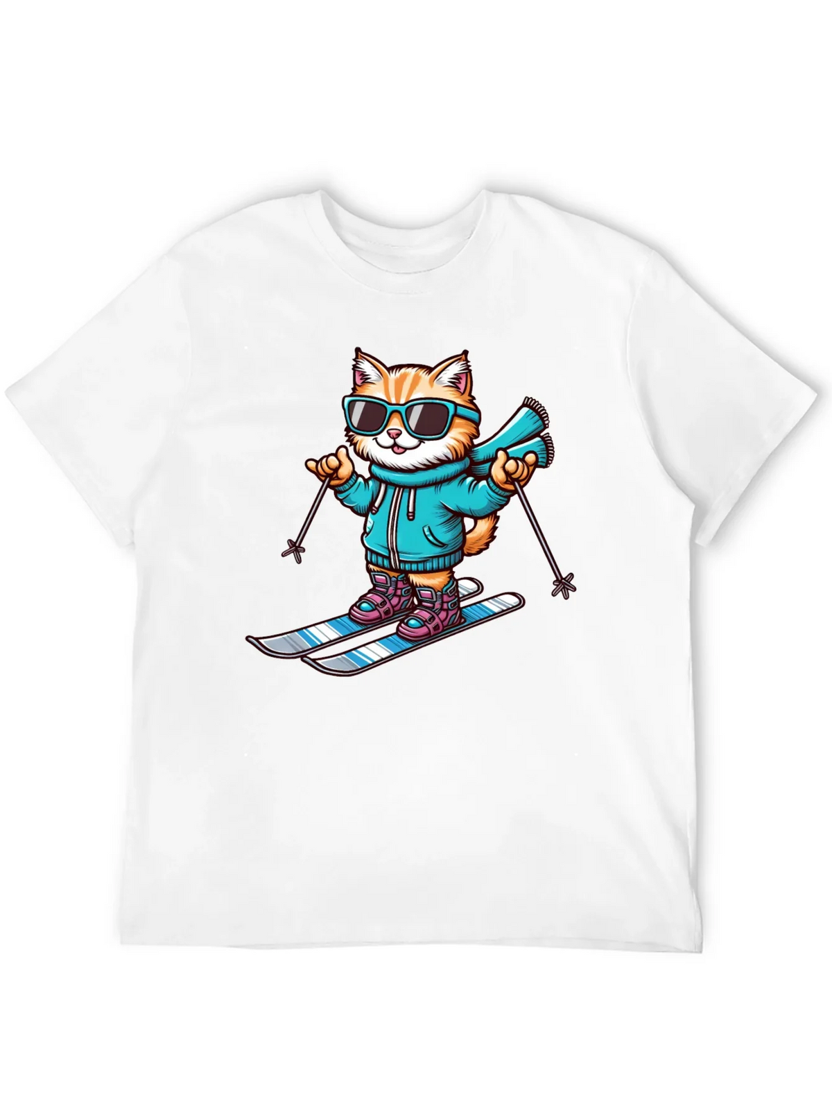 Ski Cat T-Shirt - Cute Cartoon Kitten Winter Sports Tee product image 6