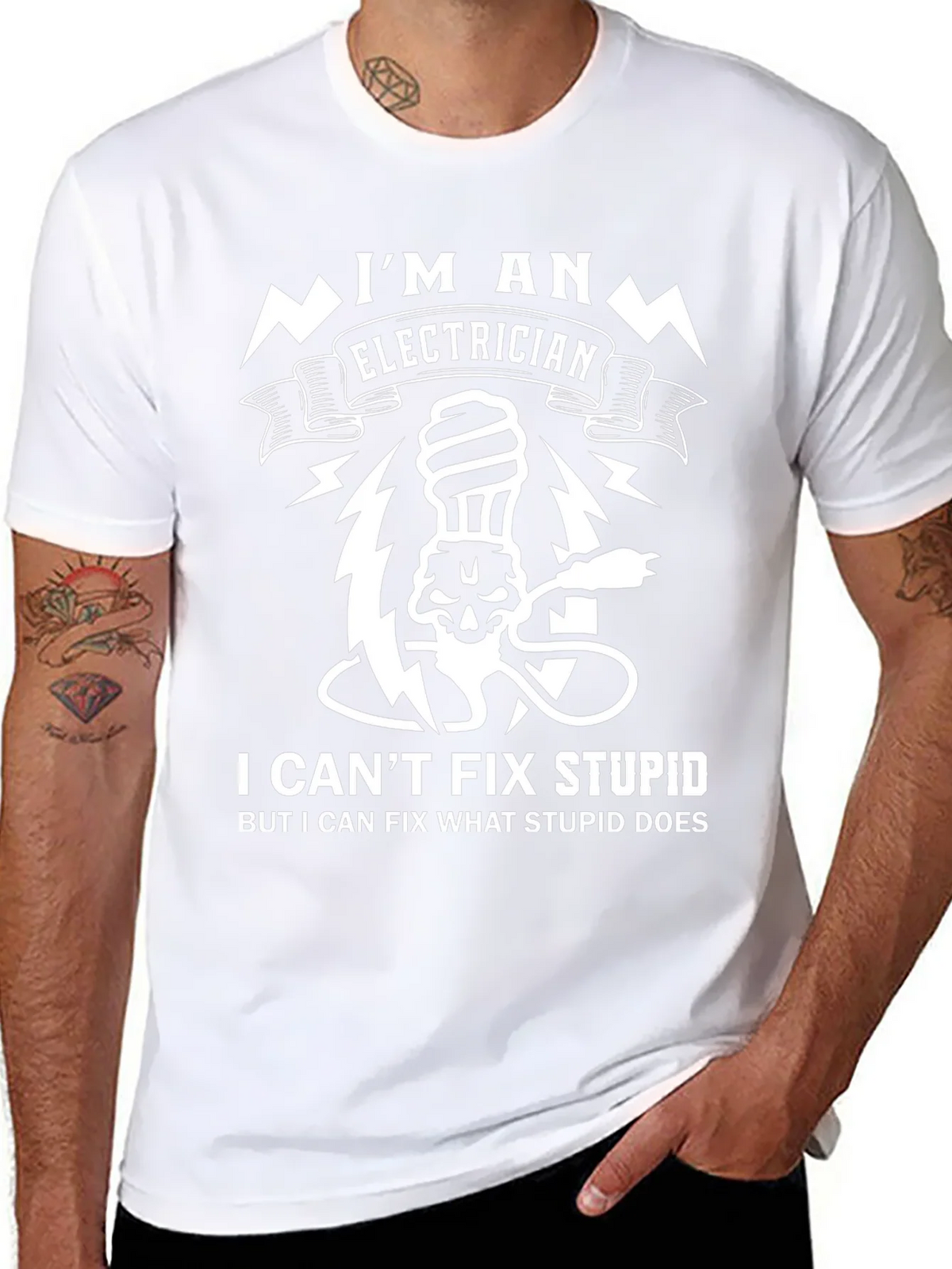 Electrician Funny T-Shirt - I Can Fix What Stupid Does product image 7