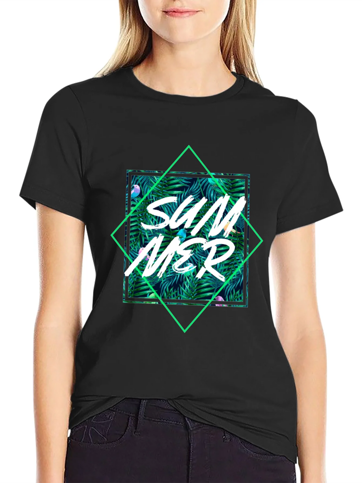 Tropical Summer Graphic Tee - Black product image 1