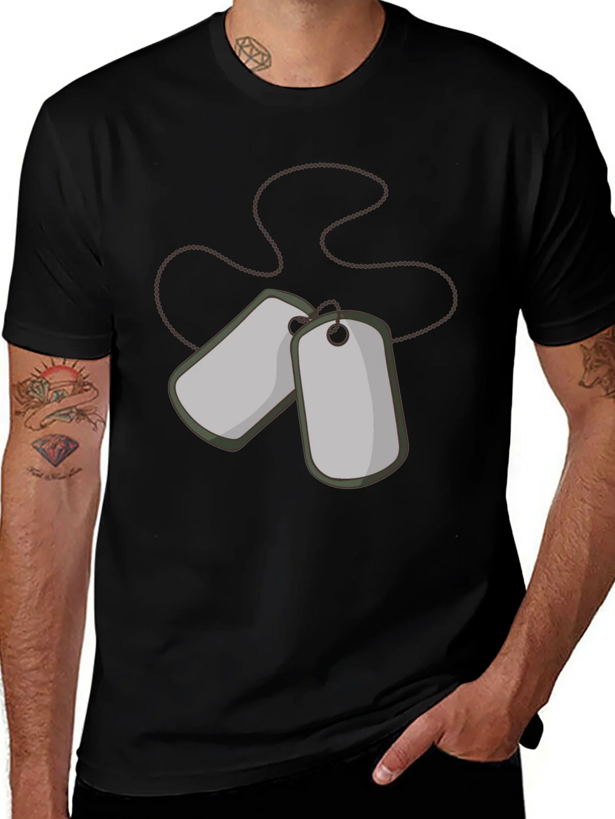 Dog Tags Graphic Tee - Military Style Shirt product image 1